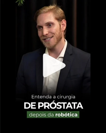 Capa do vídeo sobre cirurgia de próstata e robótica, com participação no podcast.