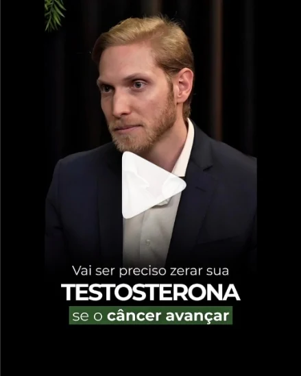 Capa do vídeo sobre testosterona e câncer de próstata, com participação no podcast.